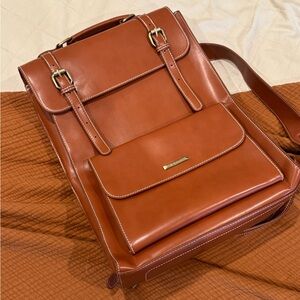 Brown Vegan Leather Backpack / Tote